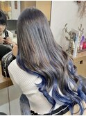黒髪にも合う★インナーカラー×シールエクステ/ダークブルー