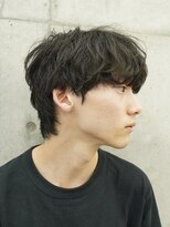シャドウパーマ無造作パーマセンターパートマッシュヘア毛流れ