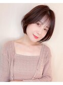 ショートボブ／丸みボブ／30代40代／メテオカラー