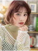 ■エンドカラーモーヴピンク抜け感ショートボブ402上尾10代20代