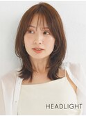 小顔魅せ韓国大人くびれミディアムレイヤーワンホンレイヤー