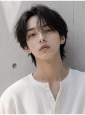 毛流れハンサムショートセンターパートメンズ黒髪爽やか
