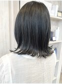 福山市美容室Caary 暗髪カラー ネイビージュ ブルージュ