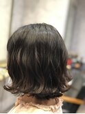 ペールベージュセクションカラーグラデーションカラー外ハネボブ