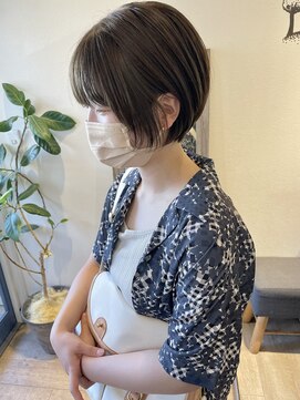 メルト 吉祥寺(melt) 大人可愛い丸みショートボブ小顔ウルフカットオリーブベージュ