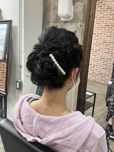 結婚式のヘアセット/アレンジ/アップスタイル/編み込みまとめ髪
