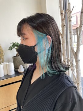 ノア(noa.) 水色と紫のデザインインナーカラー