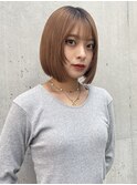 ミニボブ顔まわりカット顔まわりレイヤーストレート似合わせ