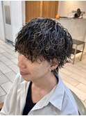 メンズパーマ　ウルフカット　波巻きパーマ　横浜