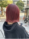 プツッと外はねボブ　チェリーレッド♪