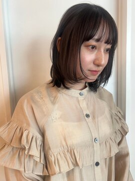 パーク 福岡天神西通り店(parc) ボブウルフ　顔周りレイヤー　ダークカラー　透明感カラー　20代