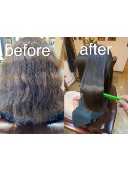 ダメージをしっかり抑えた髪質改善ストレートは艶感バッチリ！CMの様な髪質に！