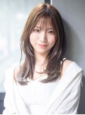 ロング顔周りレイヤー韓国ヘアおくれ毛_F0612