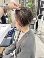 ステアケース 武蔵小杉店(stair:case) 大人ハイライト刈り上げショート耳かけピンクオレンジ