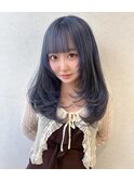 くすみブルー　ブルージュ　青髪　透明感カラー　YUKI