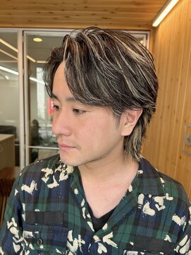 オアシス(oasis) 【oasisオグラ】メンズハイライトセンター分け毛流れパーマ