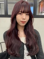 ニコ トウキョウ 渋谷(nico TOKYO)&nbsp;ダブルカラーチェリーレッドピンクブラウン韓国レイヤーロング