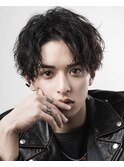 #ツイストスパイラルパーマ センターパート 波打ちスパイラル