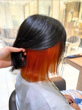 アッシュ 中山店(Ash) オレンジインナーカラー×ボブ