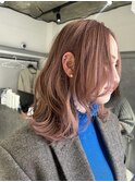 ピンクカラー ダブルカラー レイヤーカット