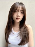 【hao渋谷】akane オリーブベージュロングレイヤー10代20代30代