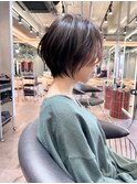 柏ショートショートボブショートカットくびれ丸みボブハイライト