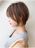 ショートカット×ブリーチなしカラー◎小顔ひし形ボブ