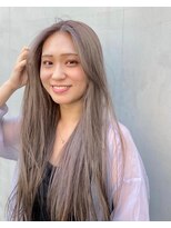 リノショアーズ 元町店(RINOSHORES)&nbsp;ロングレイヤーセンターパートハイトーンホワイトグレージュ