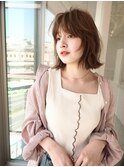 顔まわりレイヤーボブ×ブラウンベージュ
