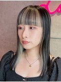 前髪インナーカラーホワイトベージュ！ロング！