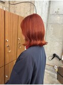 オレンジカラー×ボブ