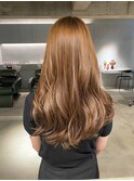 デザインカラーレイヤーカットウェットヘア夏オリーブベージュ
