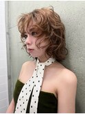 マロンブラウン、bob、ブリーチなしカラー