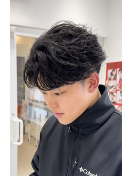 オーシャントーキョー 仙台(OCEAN TOKYO) 黒髪フェザーパーマショートメンズ刈り上げマッシュ仙台