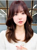 韓国風エギョモリ★くびれ外ハネミディ大人可愛い小顔20代30代