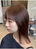 調布透明感カラーレイヤーカットミディアムヘア顔周りレイヤー