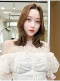 くびれヘアアプリコットオレンジ夏ヘアハイライトカラー
