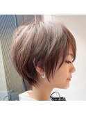 ショート/顔まわり/丸み/縮毛矯正/立川