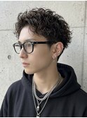 アクティブショートルーズショート縦落ちパーマニュアンスパーマ