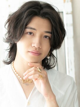 モッズヘアメン 札幌月寒店(mod's hair men) かき上げバングのエアリー感！脱力系レイヤーミディd札幌月寒