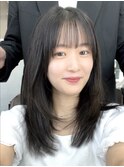 レイヤーロング20代30代アッシュブラック小顔ヘア韓国ヘア
