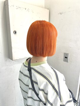 キャンバス バイ ネオリーブ 横浜西口(Canvas by neo.) 丸みボブ　ペールオレンジカラー