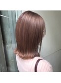 ピンクベージュ外はね透明感カラー薄ピンク
