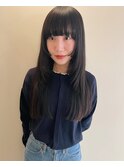 黒髪重めバング