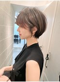 ホワイトグレージュミニウルフデジタルパーマチェリーブラウン