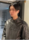 前下がり×センターパートショート　メンズカット　刈り上げ