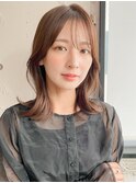 ココアベージュグラゲヘアーくびれ小顔オリーブグレー