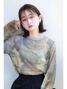 ムウ 難波(MOU) ナチュラルボブ暗めカラーグランマッシュデザイン20代30代40代50