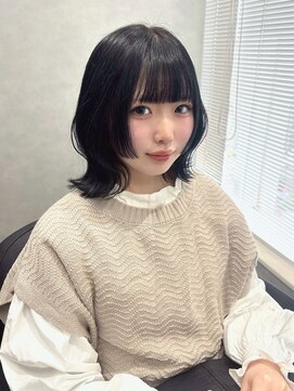 ジエクト カナウ(The Ect canow) ネイビーブルー／ブルーブラック／くびれボブ／姫カット