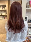 福山人気20代30代カシスピンク巻き髪ロングヘアブリーチなし美髪